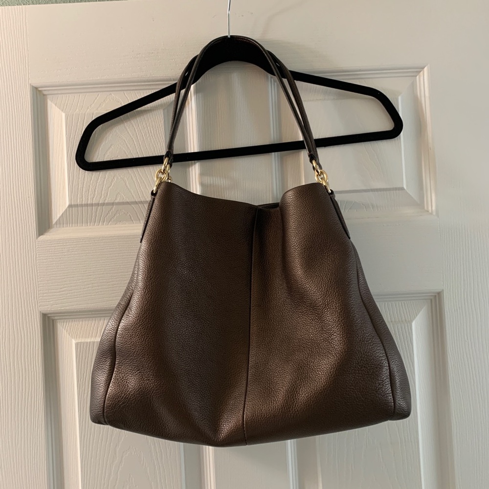 Coach brown leather hobo bag